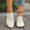 Fashion Women's Spring and Autumn Flat Shoes New Pointed Toe Deep Mouth Front Lace-up Soft Sole Non-Slip Plus Size Single Shoes