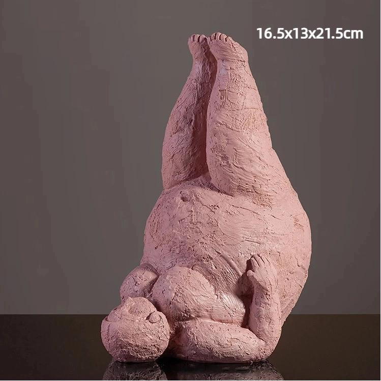 Handmade Sandstone Yoga Chubby Woman Statue Home Decor