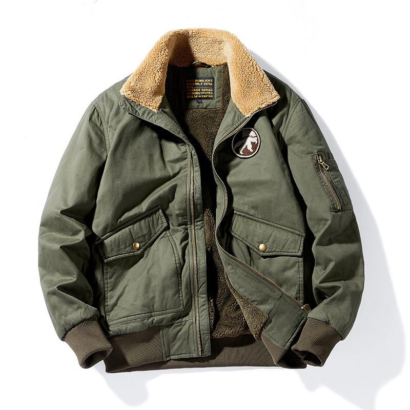 Herren Winter Samt Verdickt Lammwolle Thermisch Revers Reine Baumwolle Lässig Übergröße Tooling Wattierte Jacke Herren