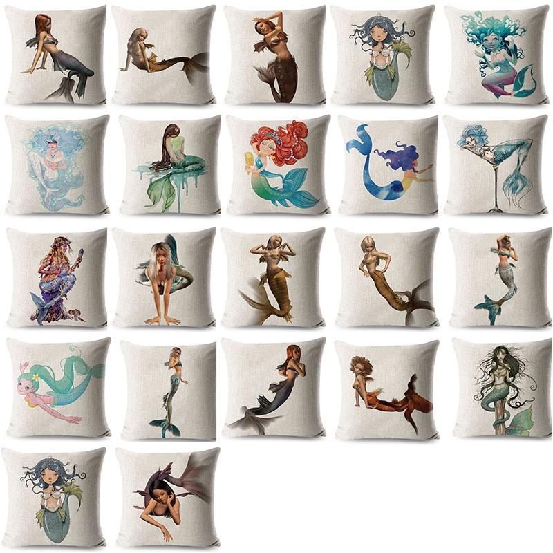 Luxurious Anime Cartoon Mermaid Pillow Cover For A Chic Sofa Living Square Pillow Case