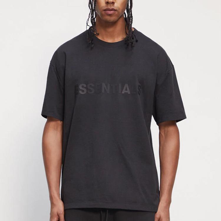 Fear of God Essentials Short-Sleeve Drop Shoulder Tee FW20 Unisex Tops Black FOG-FW20-344