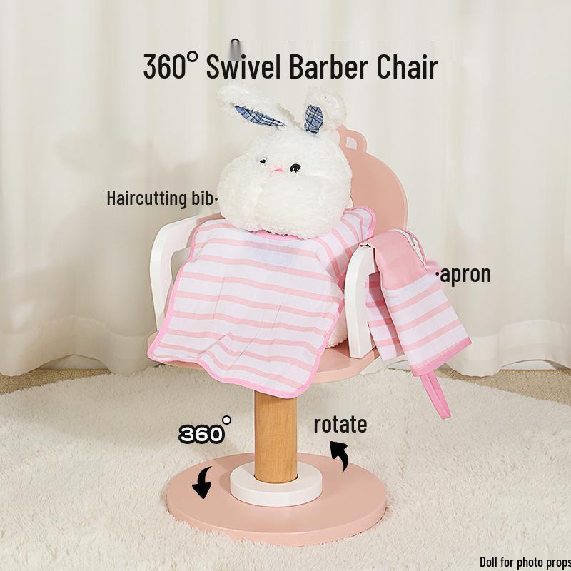 Kids' Wooden Vanity Playset - Pretend Barber Shop & Princess Dressing Table