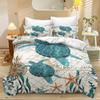 Children's Sea Turtle Animals Bedding Set for Children, Cartoon Turtle Bedding Set 3D Print 100% Microfibre Turtle Duvet Cover