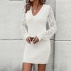 Color Block Open-Front Knit Sleeves Sweater Dress