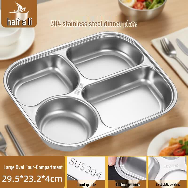 304 Stainless Steel Divided Meal Plate