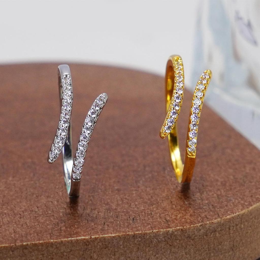 Zirconia Open Ring: Korean Style, Fashionable, Versatile, Women's Inlaid Zircon Ring.