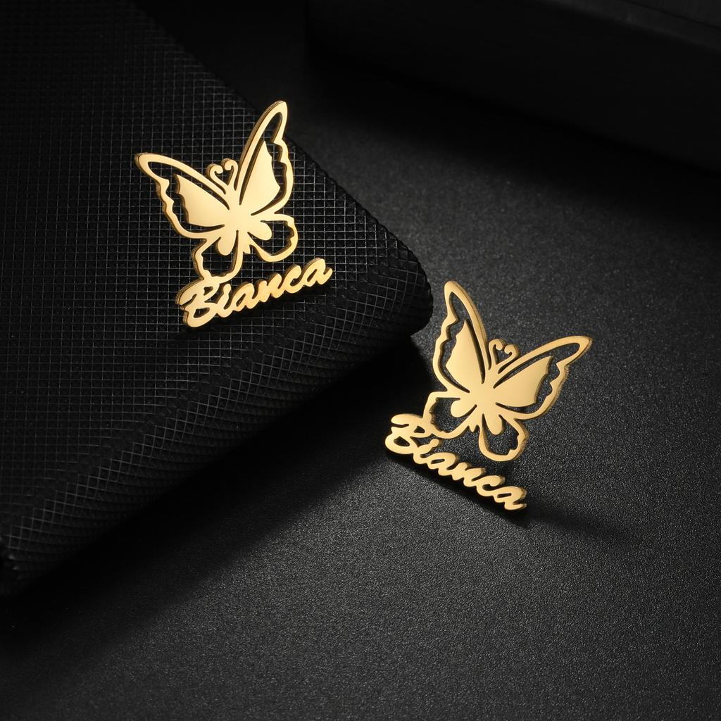 Atoztide Custom Name Stud Earring for Women Frosted Heart Star Stainless Steel Jewelry Trend 2025 Personalized Mother's Day Gift