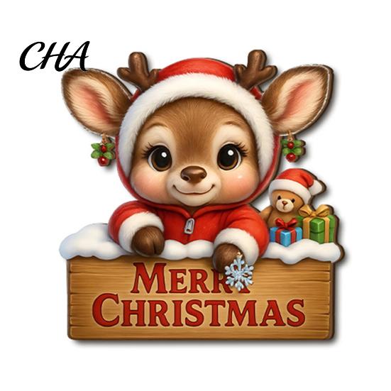 Decorative Hanging Plaque for Porch Christmas Wooden Pendant, Reindeer/Santa Claus/Gnome Pattern Sign, Welcome Sign with Natural Pine Door Hanger Hemp