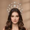Rhinestones Crystal Goddess Crown Headband Layered Design Wedding Bridal Headdress  Photoshoot
