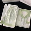 Summer Ink Texture Printing Lapel Ice Silk Pajamas Women'S High-End Summer Short-Sleeved Suit Can Be Worn Outside