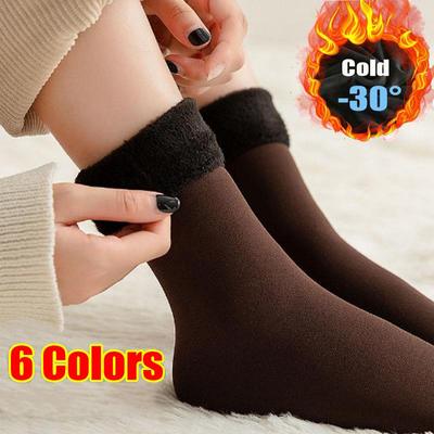 New Women Winter Warm Thicken Thermal Soft Casual Solid Color Socks Wool Cashmere Home Snow Boots Velvet Home Floor Sock