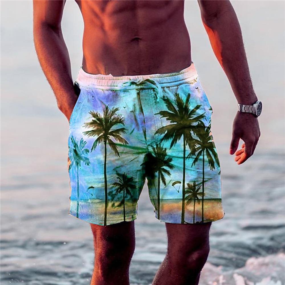 Men's Coconut Tree Graphic Prints Swimming Trunks Board Shorts Swim Shorts Mid Waist Hawaiian Boho Casual Daily