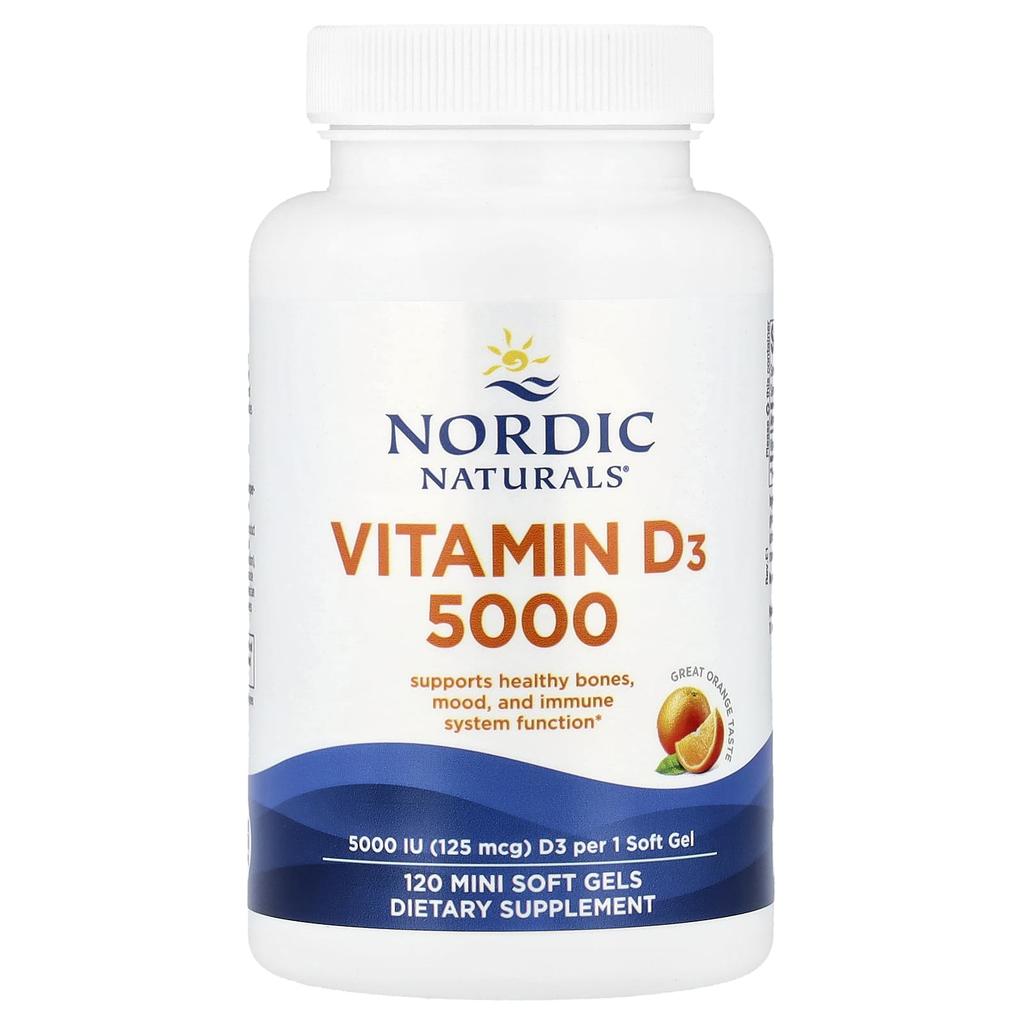 Vitamin D3 5000, Orange, 125Mcg (5,000Iu), 120 Mini Softgels