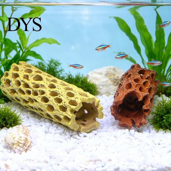 Aquarium Shrimp Cave Cave, Artificial Tree Trunk Hide, Fish Tank Natural Wood Texture Ornament Hideout, Realistic for Betta Hiding And Resting