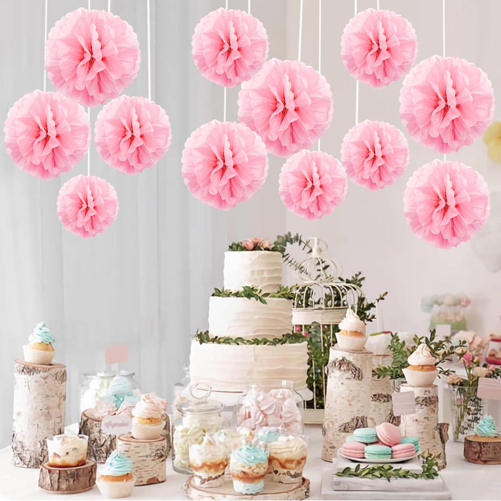 1pcs Set 7.8inch Pink Paper Pom Pom Paper Balls Pom Pom Paper For Birthday Party Flower Balls Paper Hanging Flowers