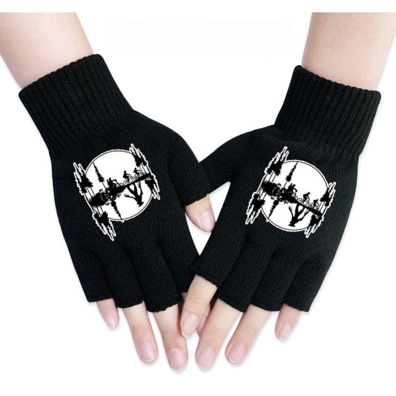 Stranger Printed Cotton Autumn Winter Warm Knitted Touch Gloves Fingerless Gloves