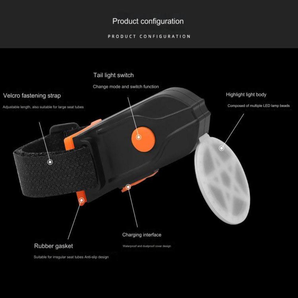 Lumières de vélo LED d'avertissement extérieures chargement USB feu arrière accessoires de vélo créatifs