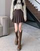 High-Waisted Woolen Pleated Grey Skirt - Autumn/Winter School Style JK Uniform Skirt