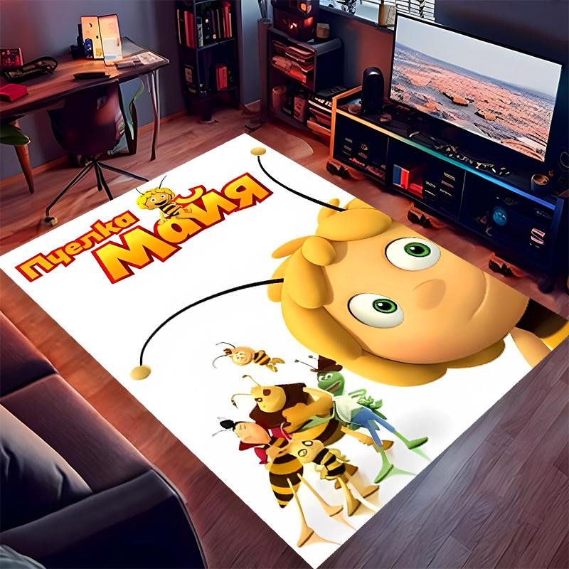 1pc Maya the bee Print Area Rug - Soft,Washable Non-Slip Indoor Mat for Office Chairs,Living Room,Home Office Decorative Rug