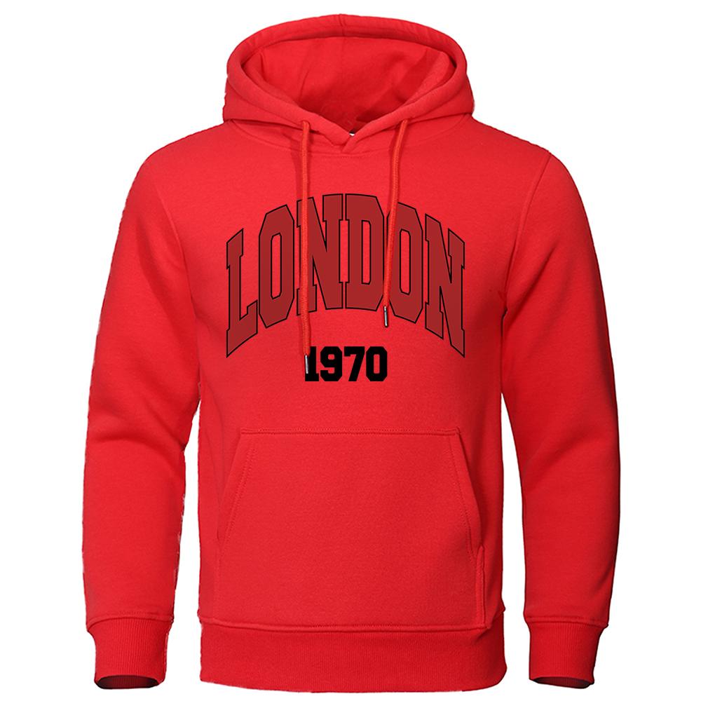 London, Uk 1970 Street Letter Hoodies Mens Hip Hop Street Hoody Crewneck Casual Clothes Oversized Fleece Men Sweatshirt