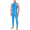 Combinaison de bain brillante pour homme Fermeture éclair avant Sans manches Body Leggings Coutures plates Combinaison