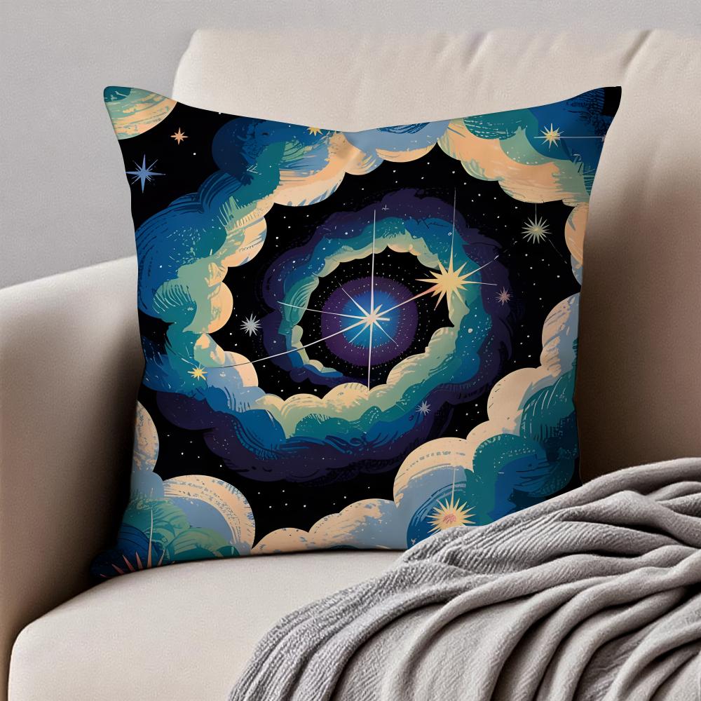Dreamy Universe Starry SciFi Cushion Cover Pillowcase Antidustmite Invisible Zipper Short Plush Sofa Cushion