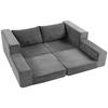 Sofa Bed 4-in-1 Sleep Function Extendable Folding Sofa Cushions 2-Seater Grey