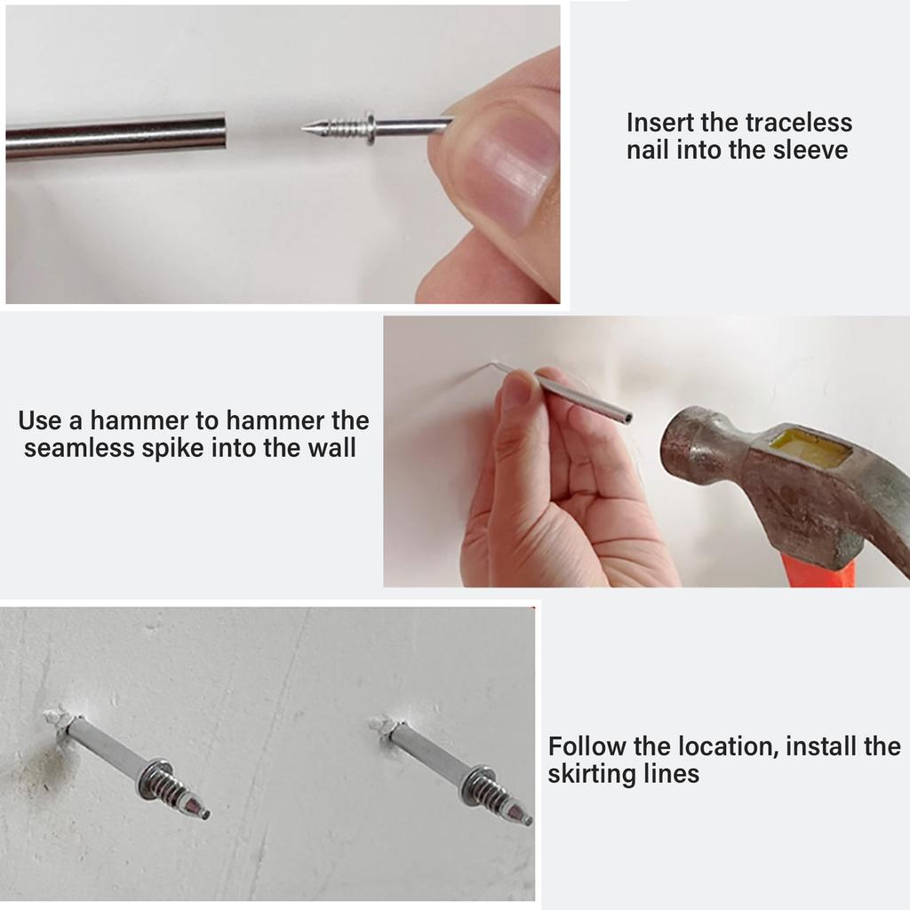 Seamless Double Headed Nails with Installation Tool Dual Sided Traceless Nails With Sleeve Tool for Skirting Boards