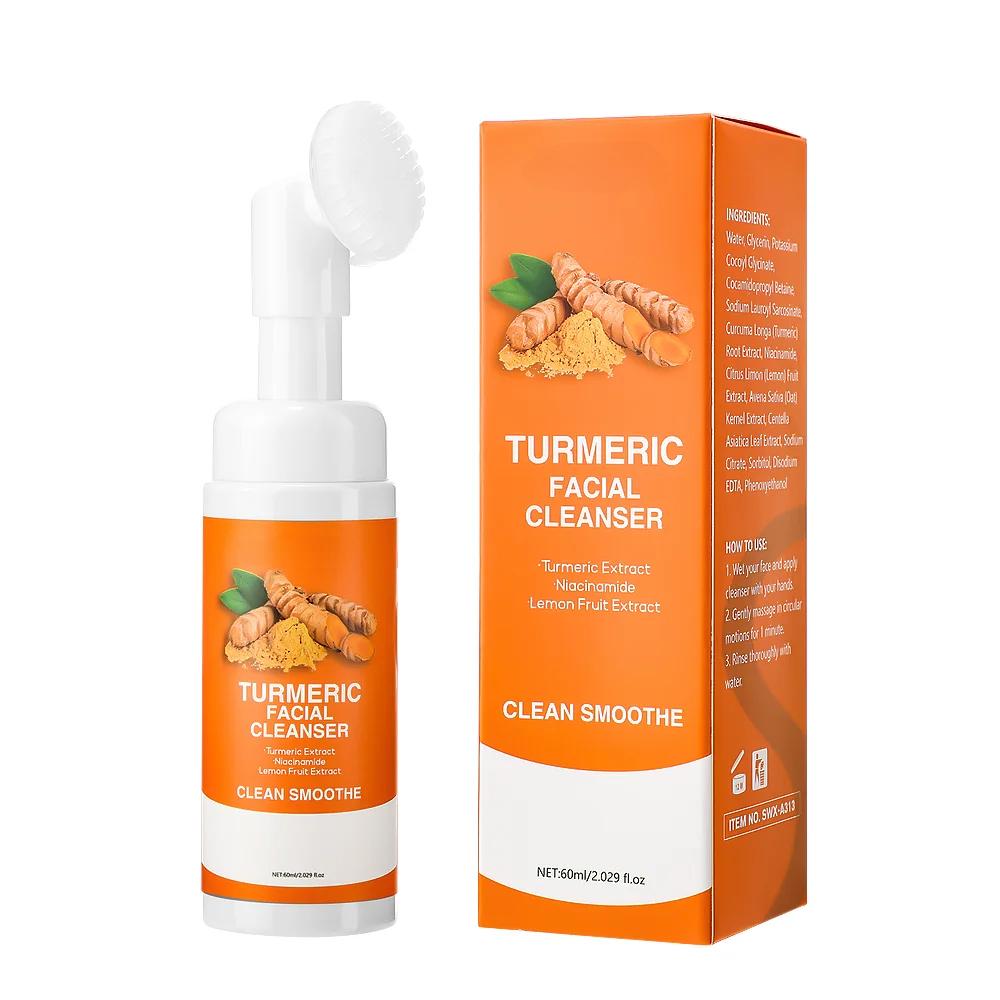 

Куркума Очищающее средство Увлажнение Осветление лица Выравнивание тона кожи Ежедневная пенка для умывания с кисточкой Уход за кожей Очищение Экстракт лимона 1 pcs