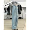 Plus-Size Women's Wide-Leg Ice Silk Jeans, Slimming and Loose with Drawstring Waist for Summer