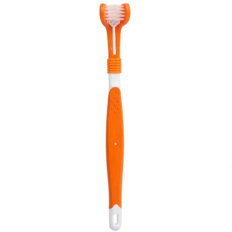 Dog Toothbrush Three Sided Pet Toothbrush Oral Cleaning Three Headed Brush for Dog Teeth Cleaning Soft Hair Dogs Toothbrushes
