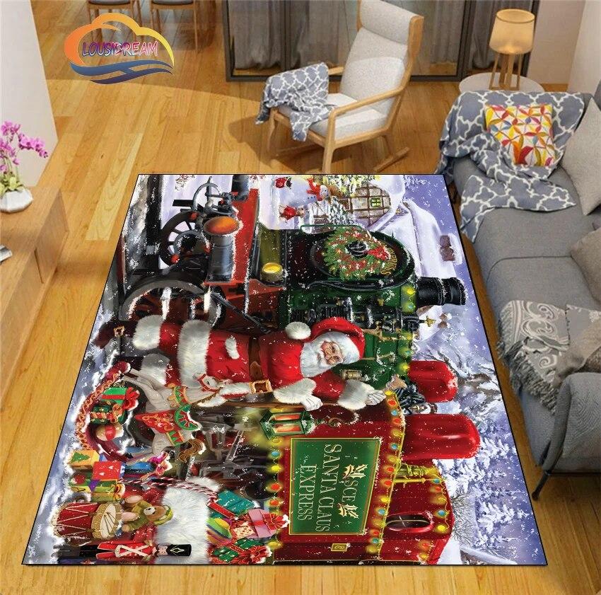 3D Printed Christmas Floor Mats Carpet  Santa  Fashion Bedroom Mat Living Room Office Children  Home Decor