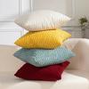 4Pcs Corduroy Throw Pillow Cover 3D Texture Plush Pillow Case Solid Color Cushion Cover with Hidden Zipper for Home Sofa Couch Bedroom Decor
