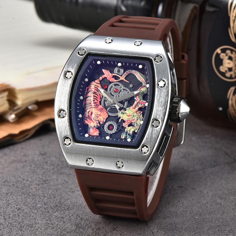 New Dragon Tiger Pattern Lassa Quartz Watch Men's Three-Pin Fashion Trend Calendar Watch
