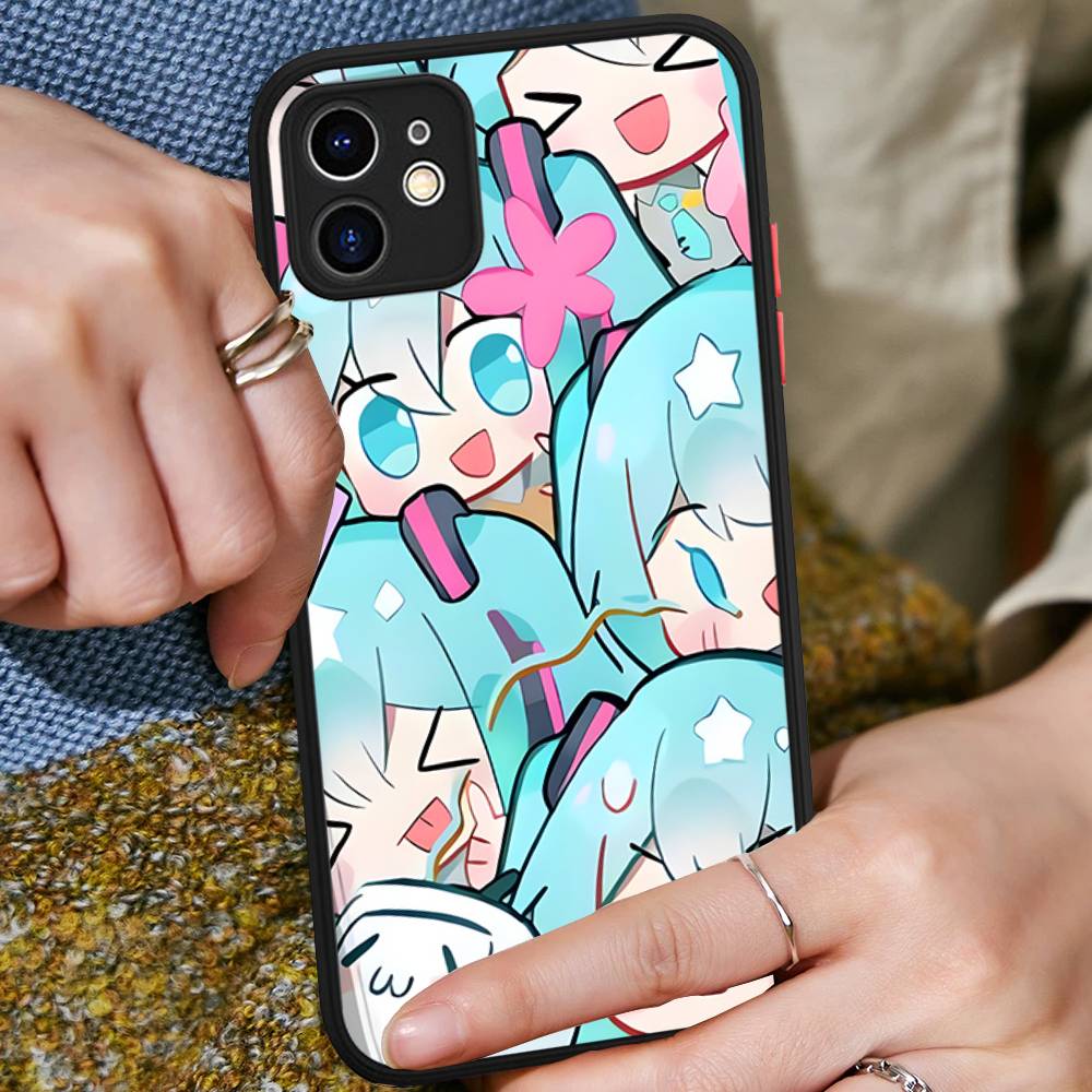 Kawaii H-Hatsune Miku Für IPhone 15 16 Pro Max 11 12 13 14 XS XR X Plus 16E Matt Transluzente Handyhülle