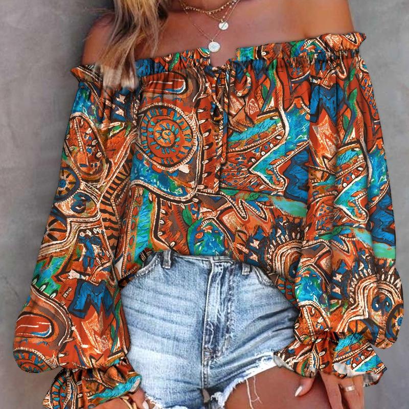 

YYFS женские модные повседневные летние весенние блузки и рубашки на одно плечо с длинными рукавами XXL оранжевый