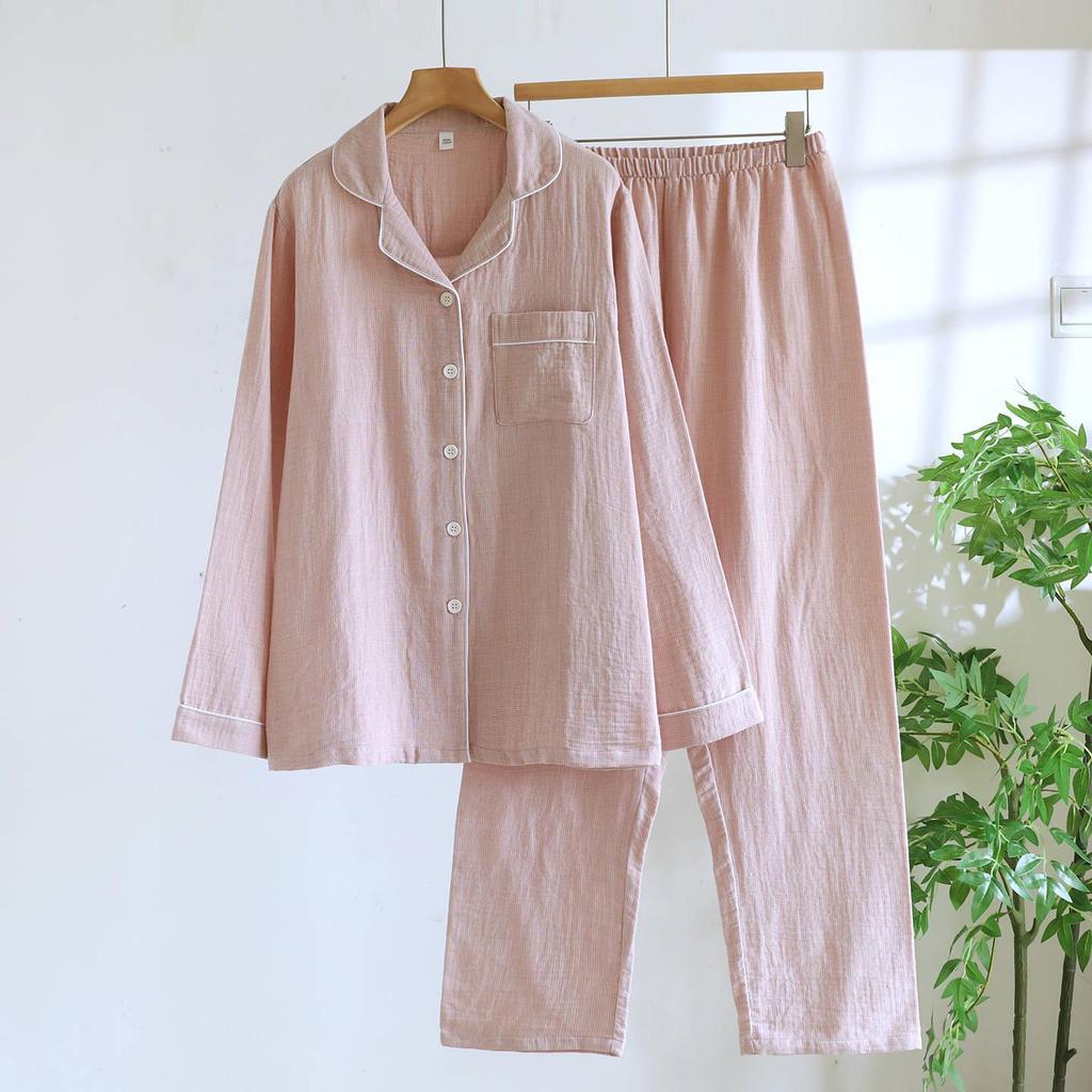 Γυναικείο Πιτζάμα Σετ από Βαμβάκι Μεγάλου Μεγέθους, Ζακάρ Καρντιγκάν Μακρυμάνικο για Άνοιξη/Καλοκαίρι