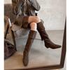 Dumpling color Maillard style tall long boots autumn new versatile fashion sense but knee fashion boots knight boots