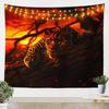 Vintage Japanese Tapestry, Red Sun and Water Reflection Print Wall Hanging with Cherry Blossom for Dorm and Living Room Decor