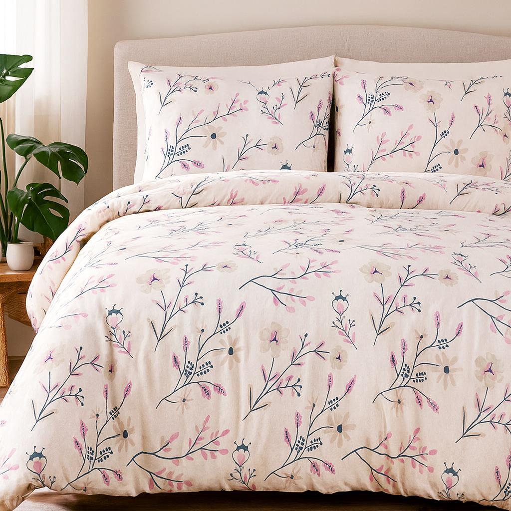 Bedding set 160x200 JERSEY 100% COTTON flowers duvet cover + pillowcases