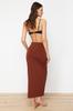 Women's Fashion New Skirt Black Fitted Maxi Woven Slit Skirt