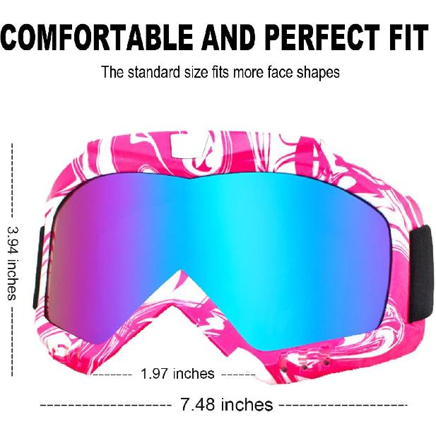 Motocross Goggles with Balaclava, ATV Dirt Bike Motorcycle UTV MX OTG Offroad Riding Skiing Goggles for Women Girls