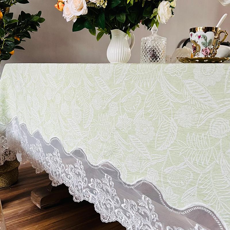 Advanced Dining Tablecloth Hollow Lace Edge Rectangular Tea Table Tablecloth Small Fresh Square Table Cloth Round Table Cloth