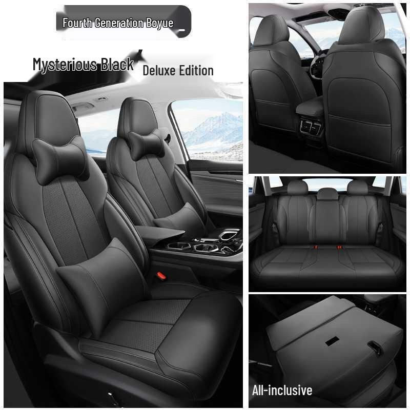 Breathable Perforated Leather Seat Covers for 2023-2025 Geely Boyue L: Full Coverage, Four Seasons Cushion