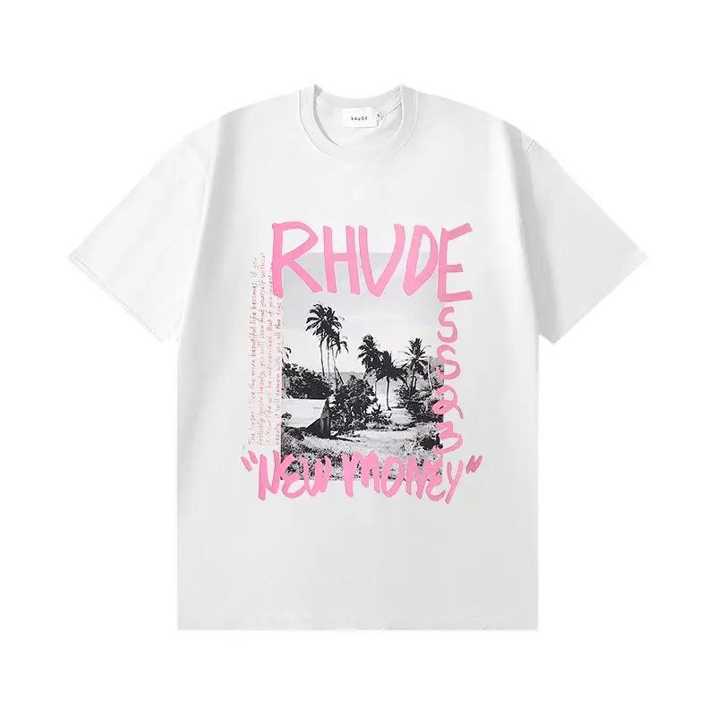 GUOYAN TOP Lente/Zomer Rhude T-shirt voor dames en heren, oversized model, T-shirt met korte mouwen, luxe merk heren T-shirts, Amerikaanse maten S-4XL L