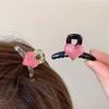 2Pcs Acrylic Pink Love Heart Small Hair Claw Women Girls Sweet Cute Hair Clips Lovely Kawaii Hairpin Hair Accessories