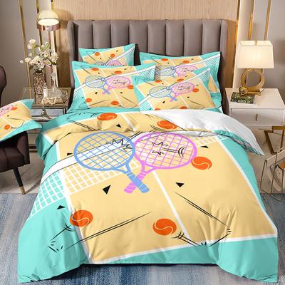 Sports Badminton Table Tennis 3D Digital Printing Quilt Set Three-Piece Set