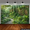 2D Japanese Zen Garden Wood Fence Greenery Backdrop Banner
