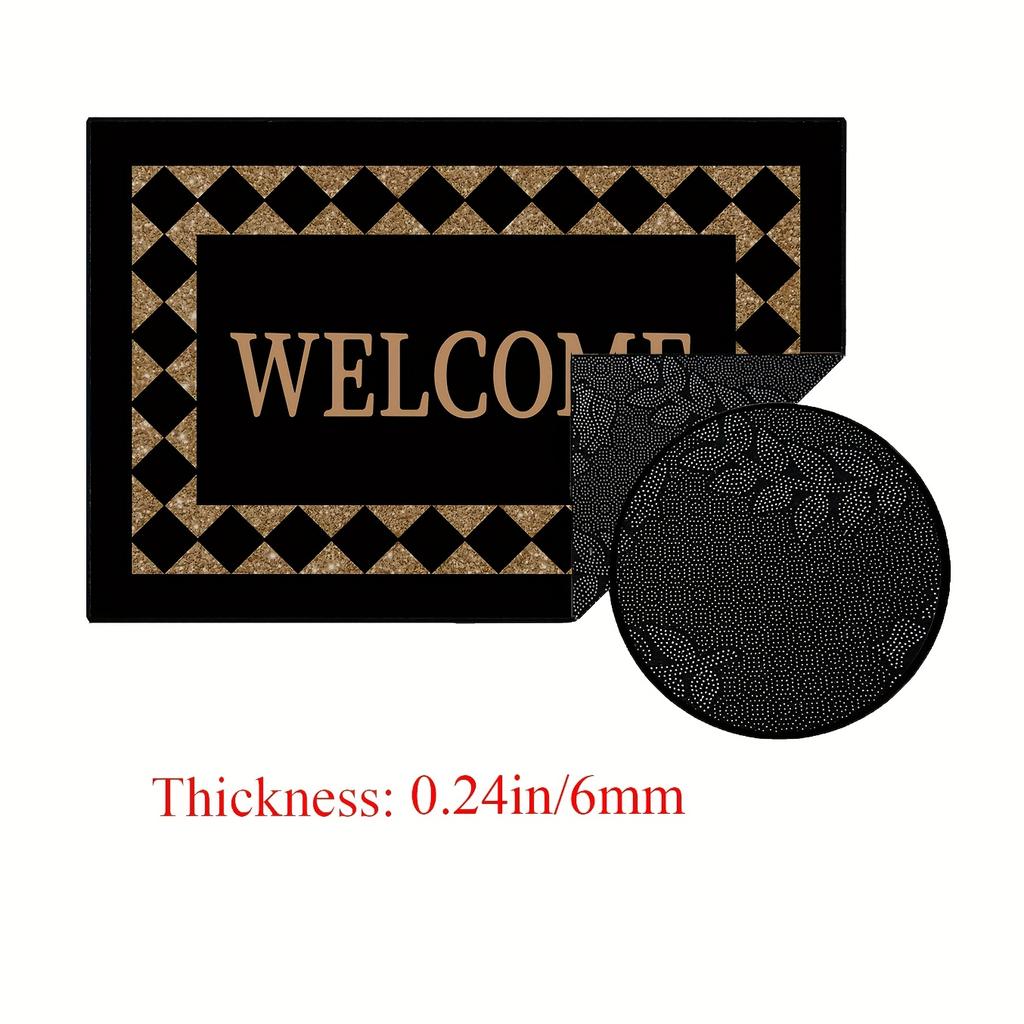 Black Door Mat Welcome Entry Non-Slip Floor Mat Indoor Living Room Bedroom Home Decoration Carpet Large