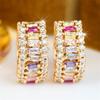Multicolor Crystal Zircon Small Square Stone Hoop Earrings For Women Charm Gold Color Ear Buckle Wedding Jewelry Versatile Gifts